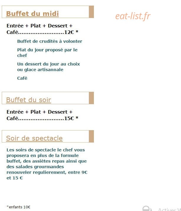 Le Bistrot De L'Escale — carte page 1