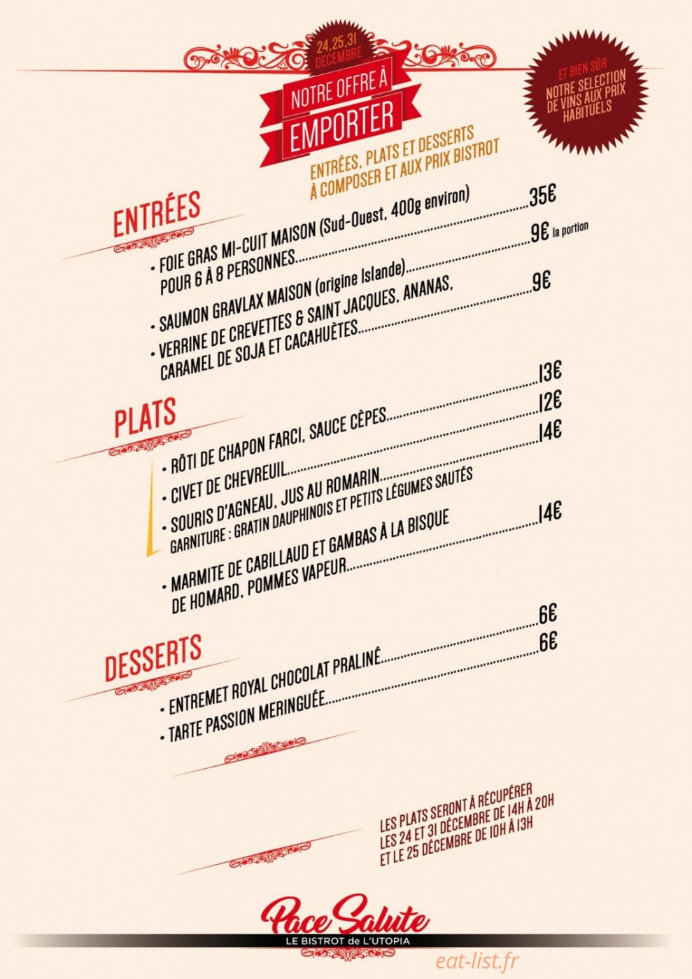 Le Pace Salute — carte page 1