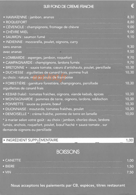 Pizza de Bordeneuve — carte page 2
