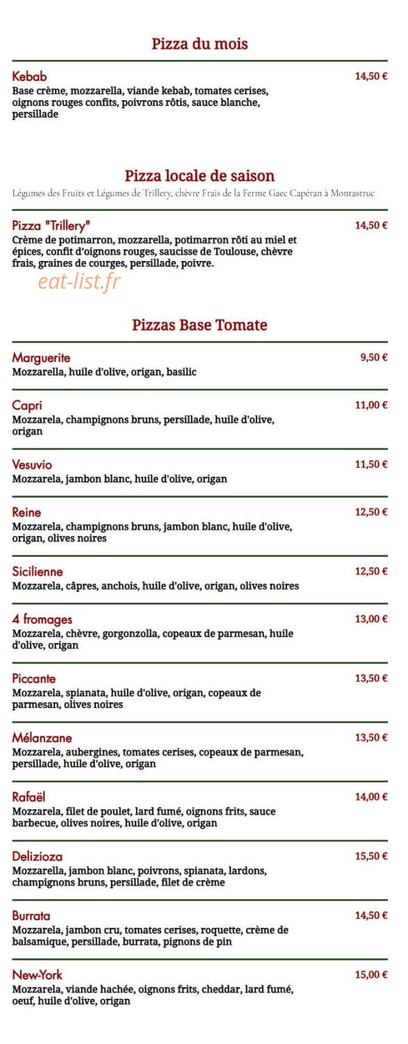 La Pasta Fresca — carte page 1