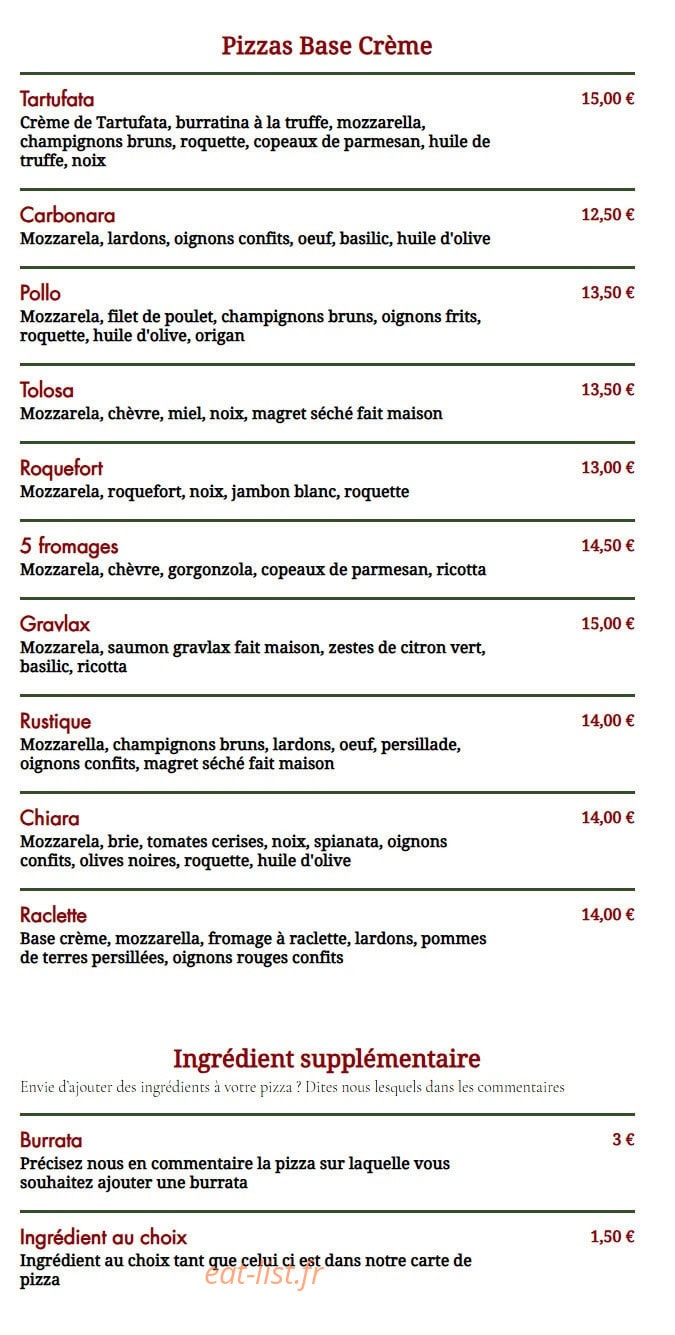 La Pasta Fresca — carte page 2