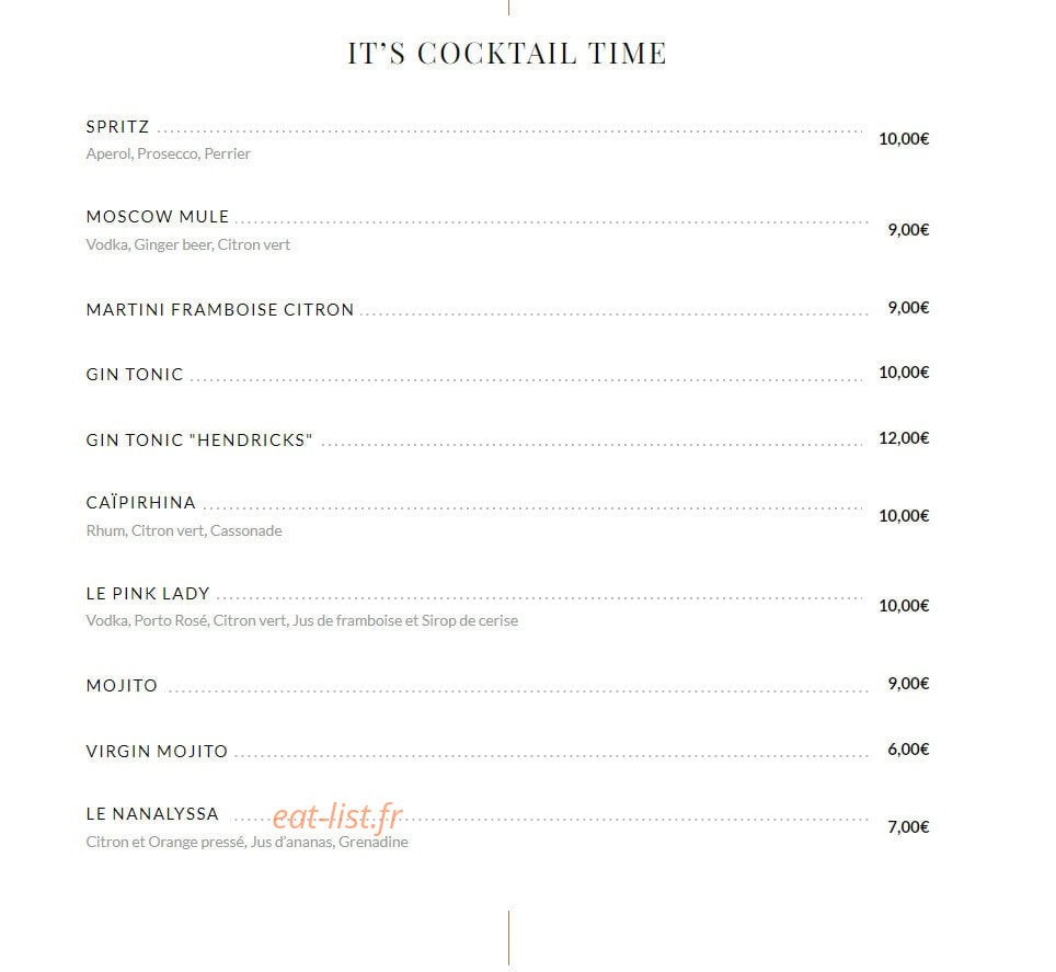 Carte et menu de Family Fourchette à Lapeyrouse Fossat — Les cocktails