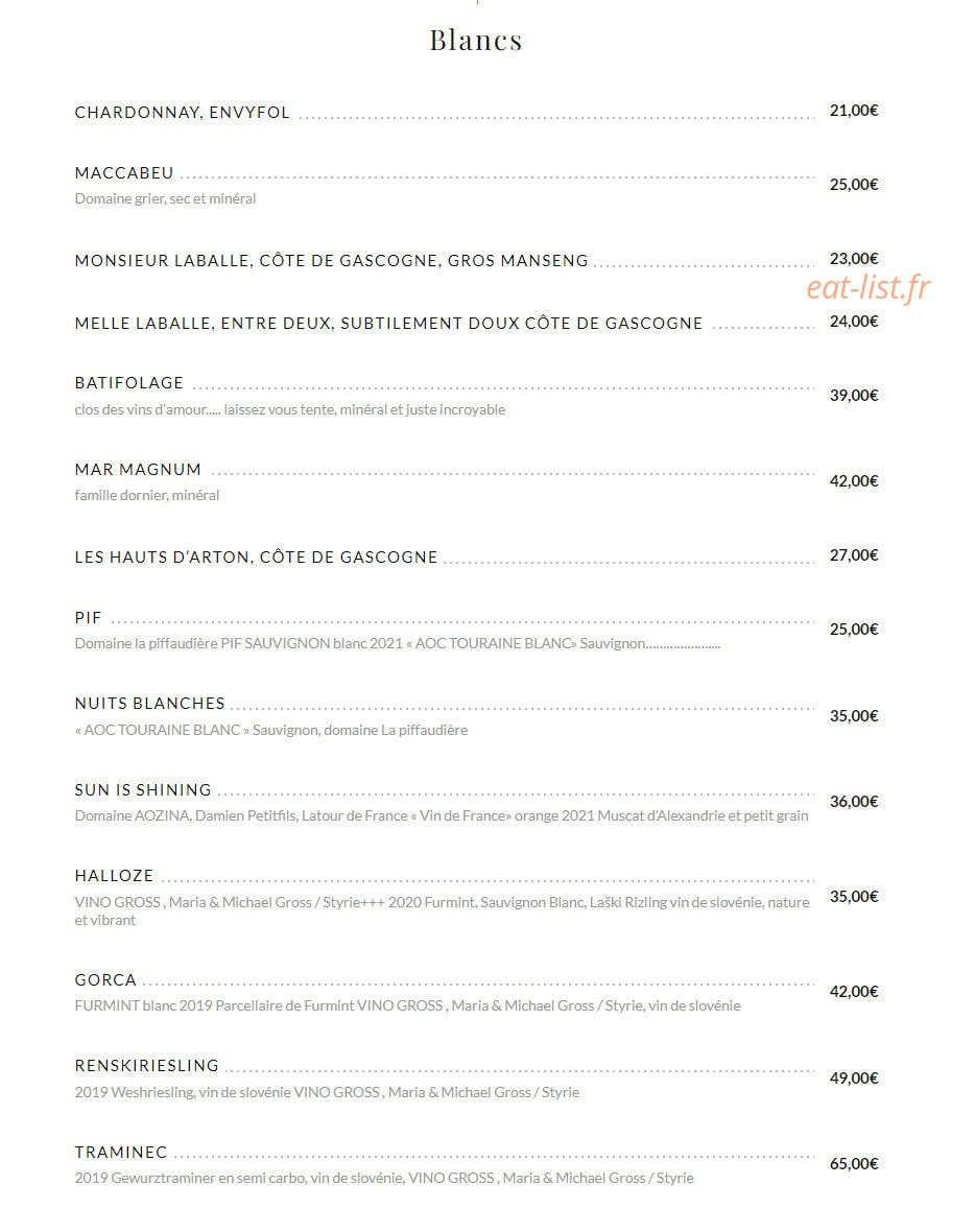 Carte et menu de Family Fourchette à Lapeyrouse Fossat — Les blancs