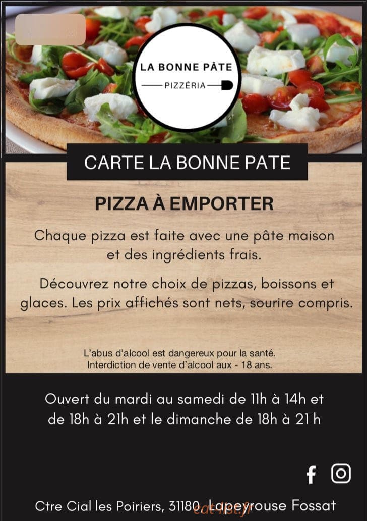 La Bonne Pâte — carte page 1