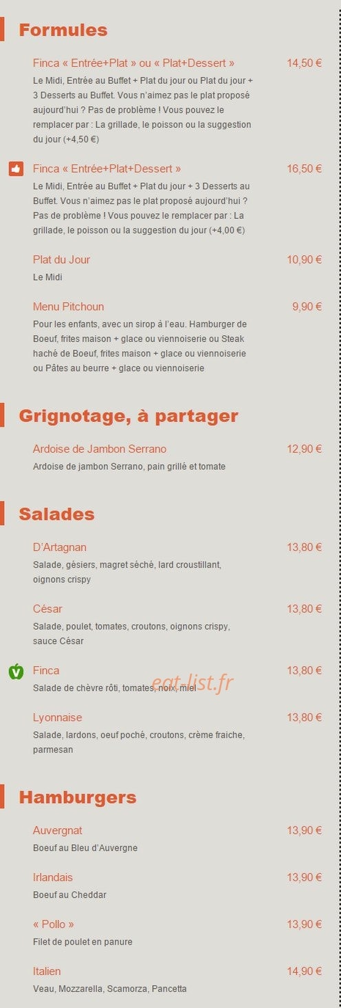 La Finca — carte page 1