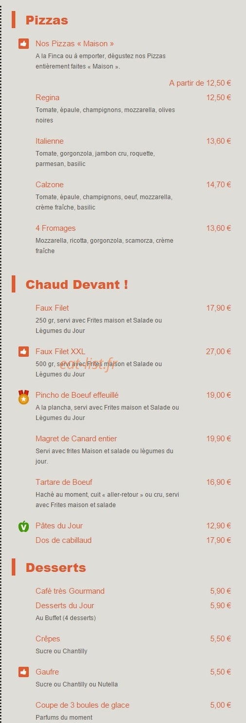 La Finca — carte page 2