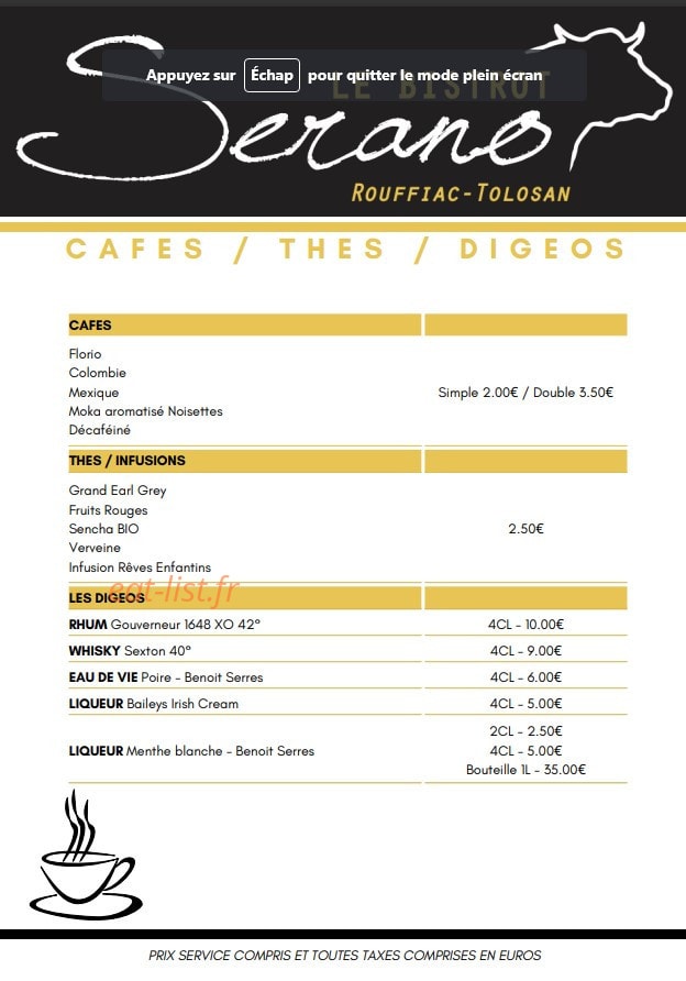 Le Bistrot Serano — carte page 6