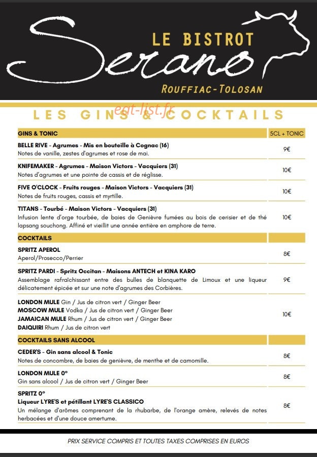 Le Bistrot Serano — carte page 5
