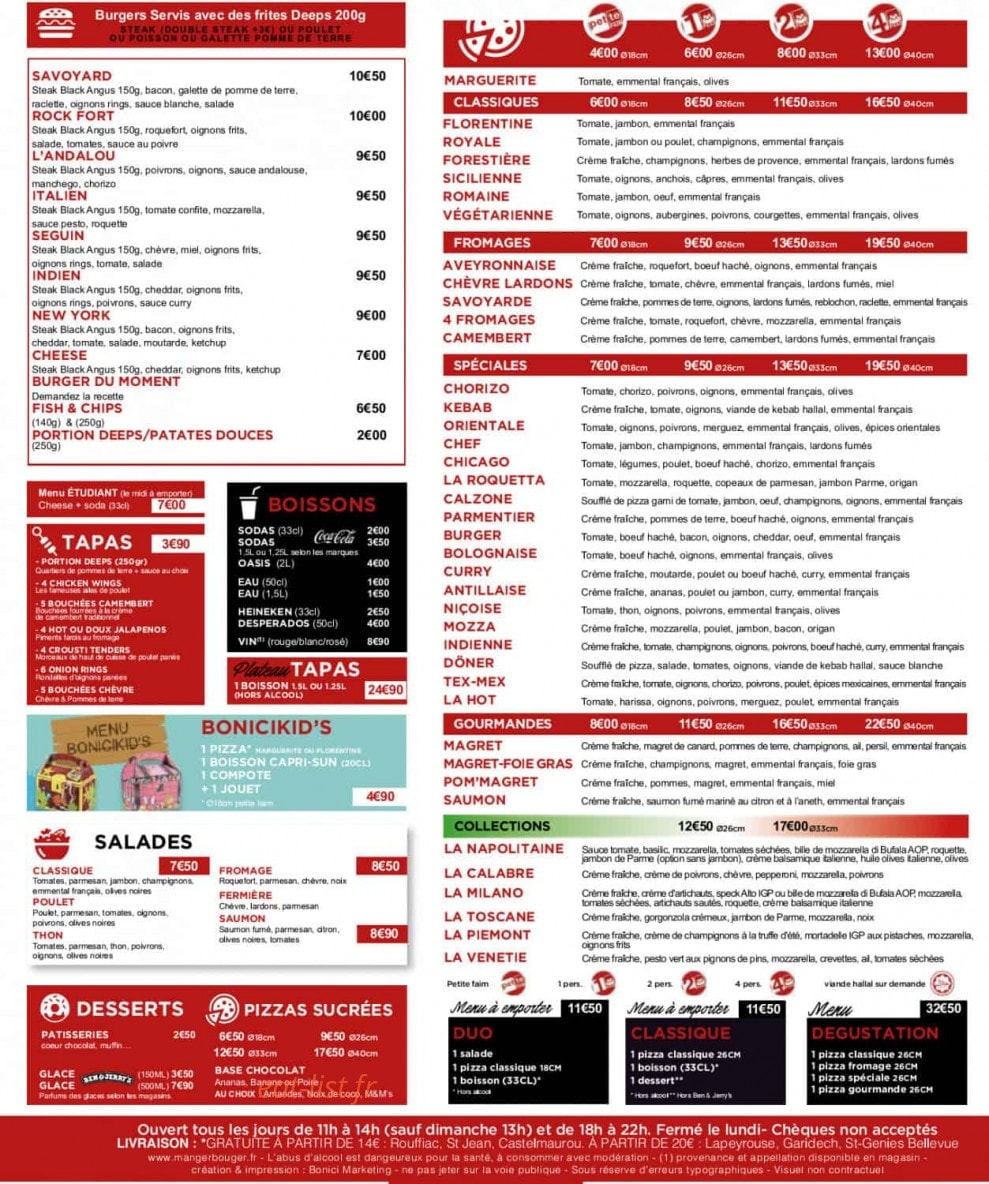Pizza Bonici — carte page 1