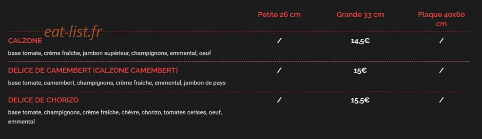 Pizzeria Beau Soleil — carte page 5