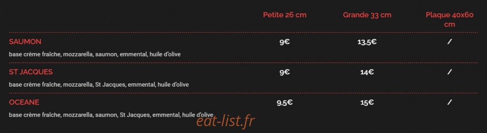 Pizzeria Beau Soleil — carte page 2