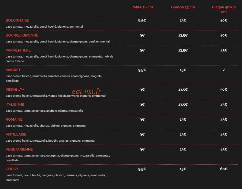 Pizzeria Beau Soleil — carte page 4