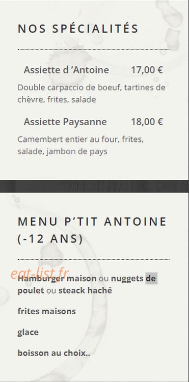 Chez Antoine — carte page 7