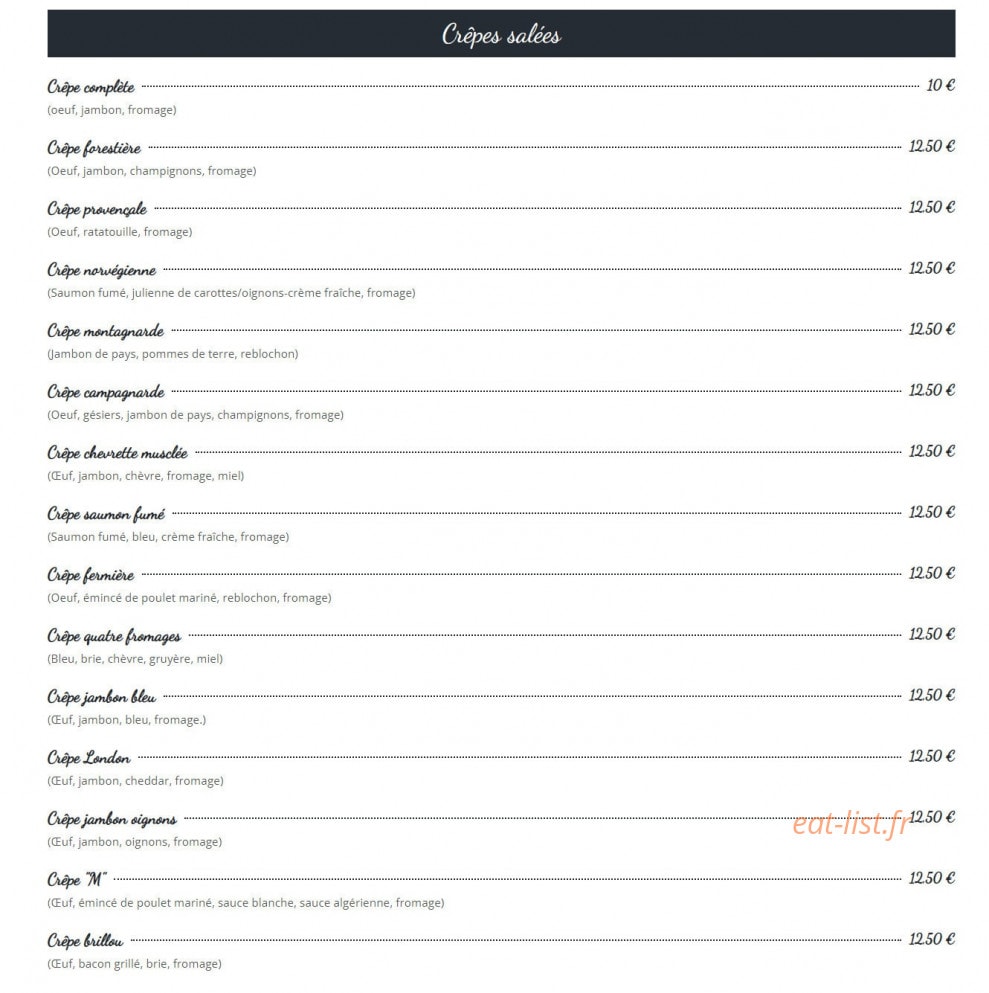 Creperie Le Jardin — carte page 1