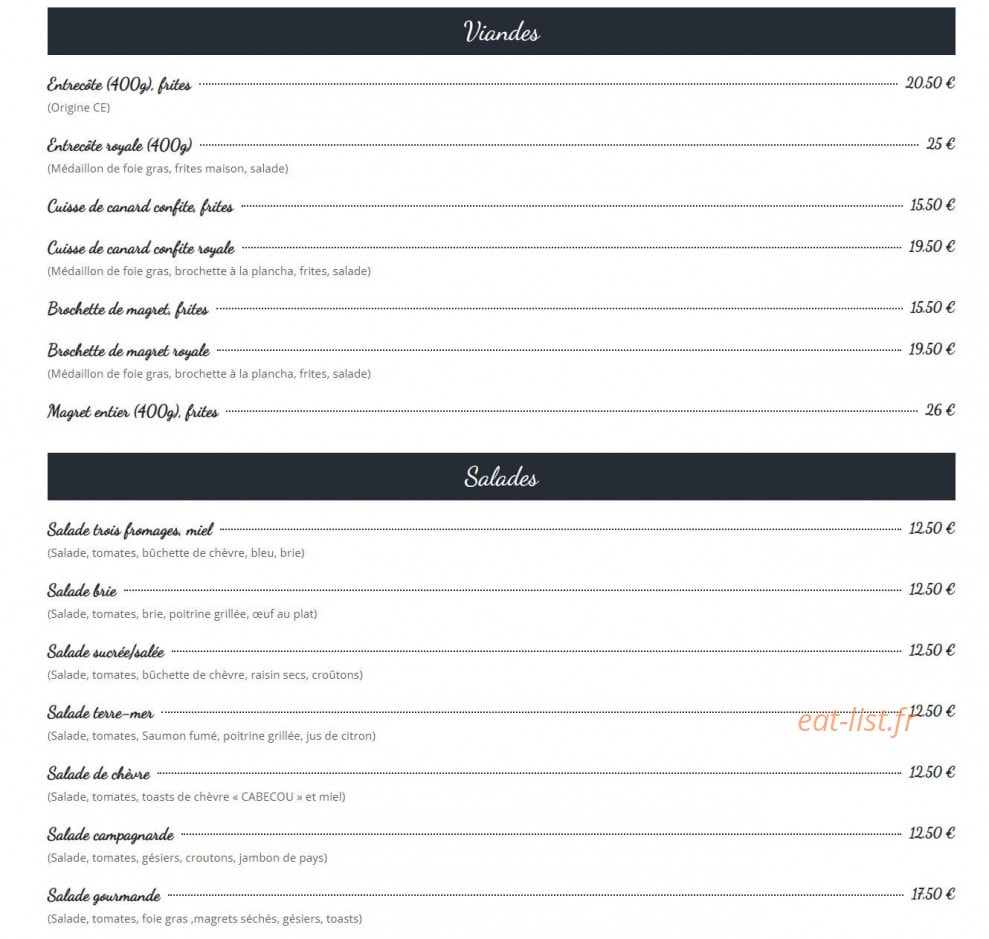 Creperie Le Jardin — carte page 2