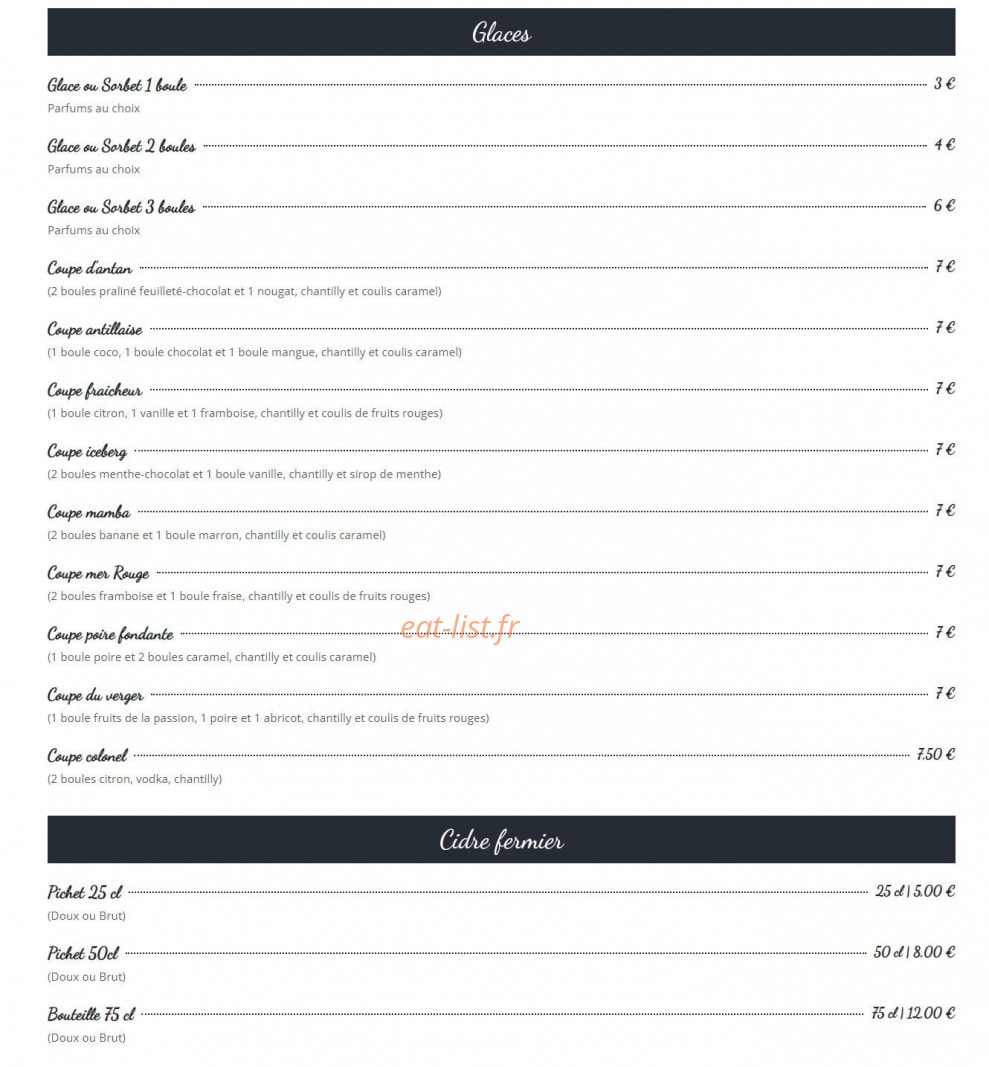 Creperie Le Jardin — carte page 4