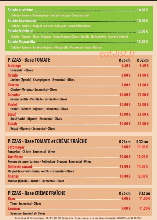 La Pizzburger — carte page 2