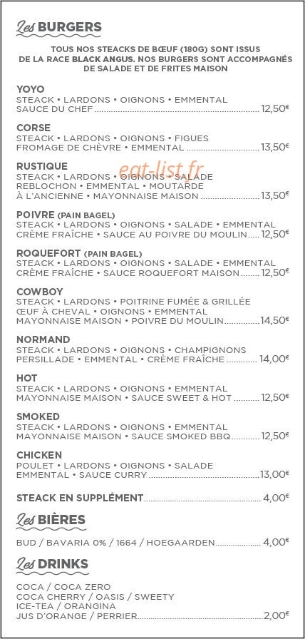 Monsieur Burger — carte page 2