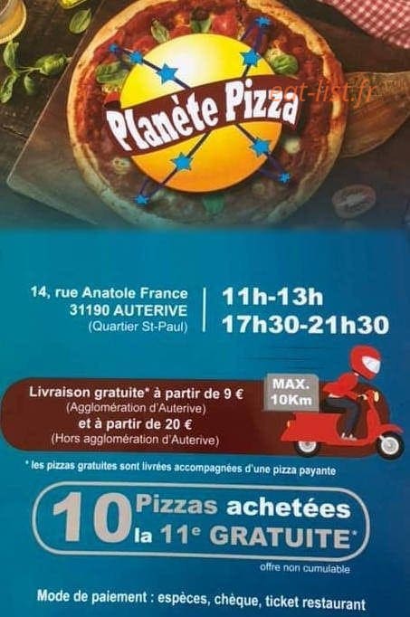 Planète Pizza — carte page 1