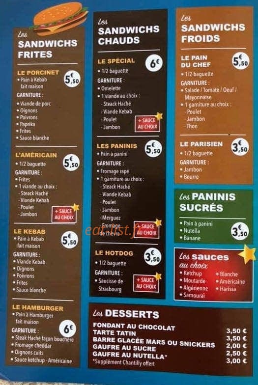Planète Pizza — carte page 3