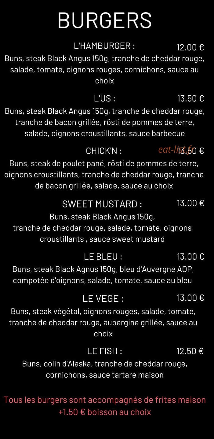 Kals Burger — carte page 2