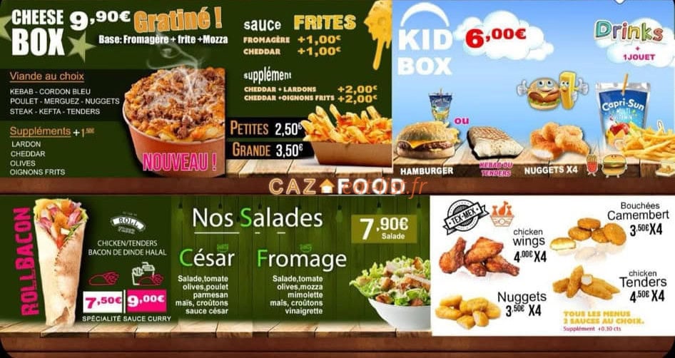 Caz Food — carte page 1