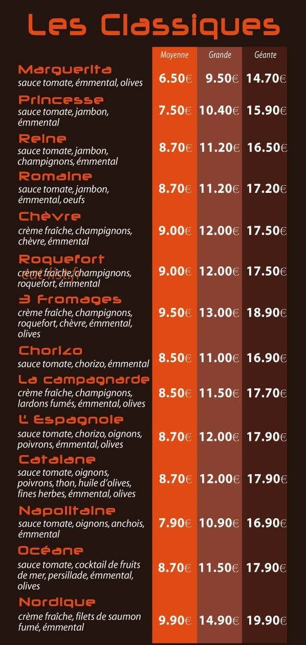 La reine de la pizza — carte page 1