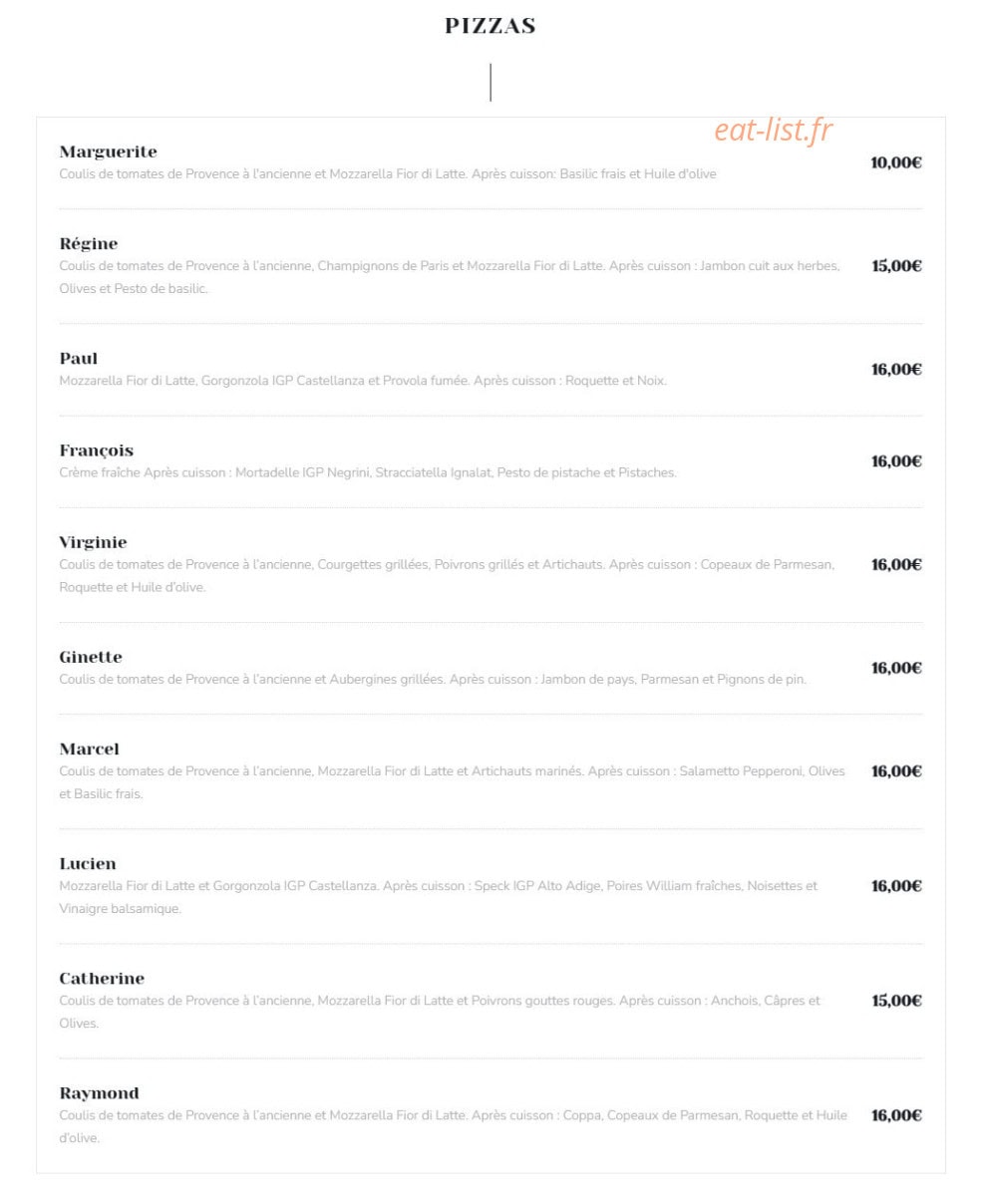Carte et menu de Monsieur Faur à Cazeres — Les pizzas
