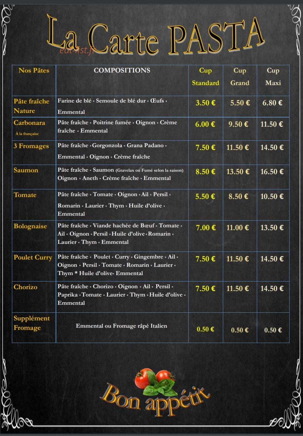 Pasta Seiz'Arts — carte page 2