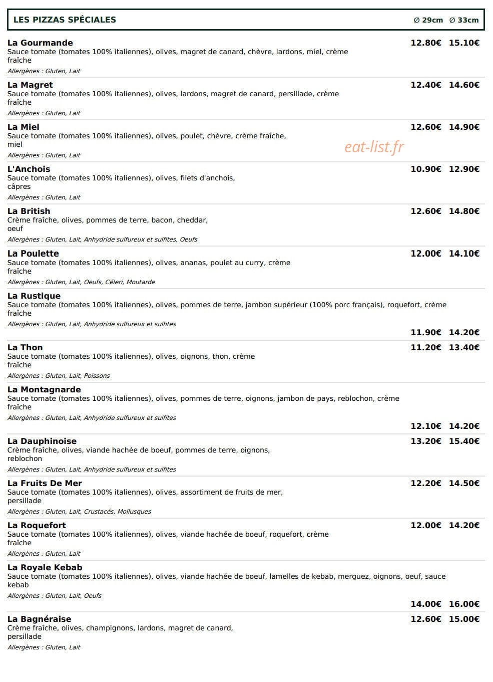 Le Kiosque à Pizzas — carte page 3