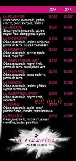 La Pizzaïola — carte page 4