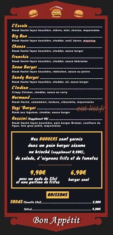 Pizzéria L'Escale — carte page 6