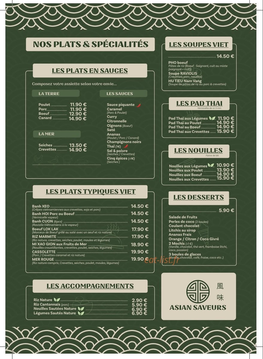 Asian Saveurs — carte page 3