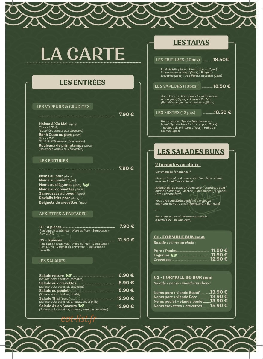 Asian Saveurs — carte page 2