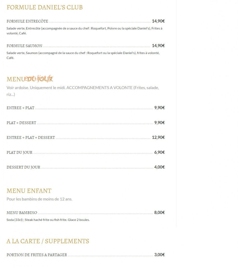 Daniel's Club — carte page 2