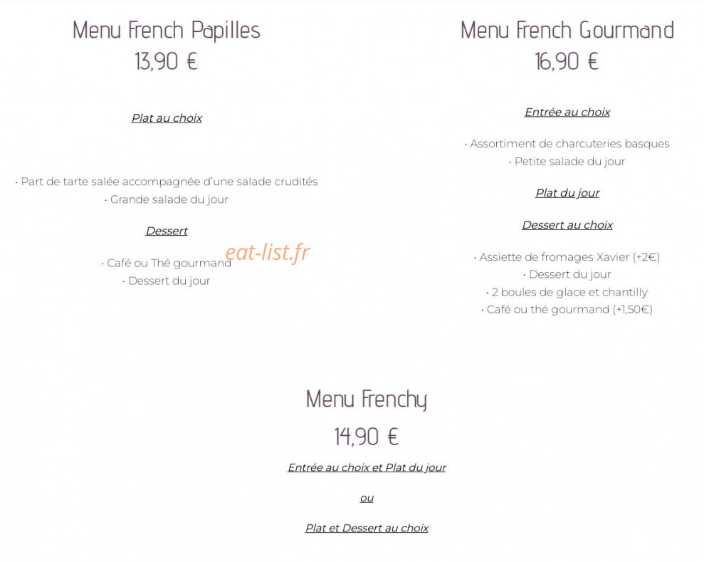 French Papilles — carte page 1