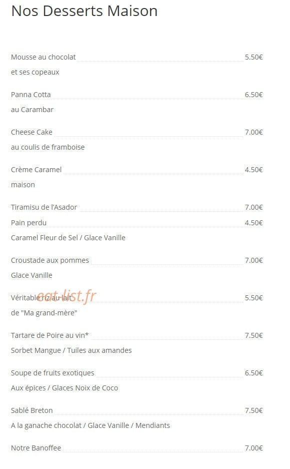 L'asador — carte page 11