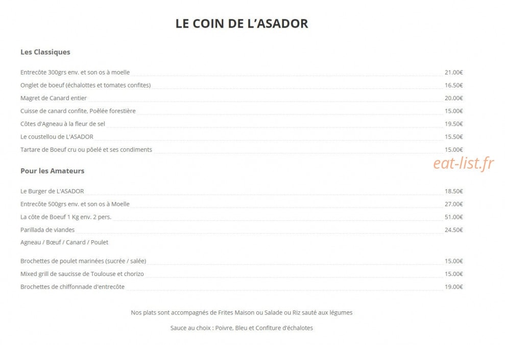 L'asador — carte page 5