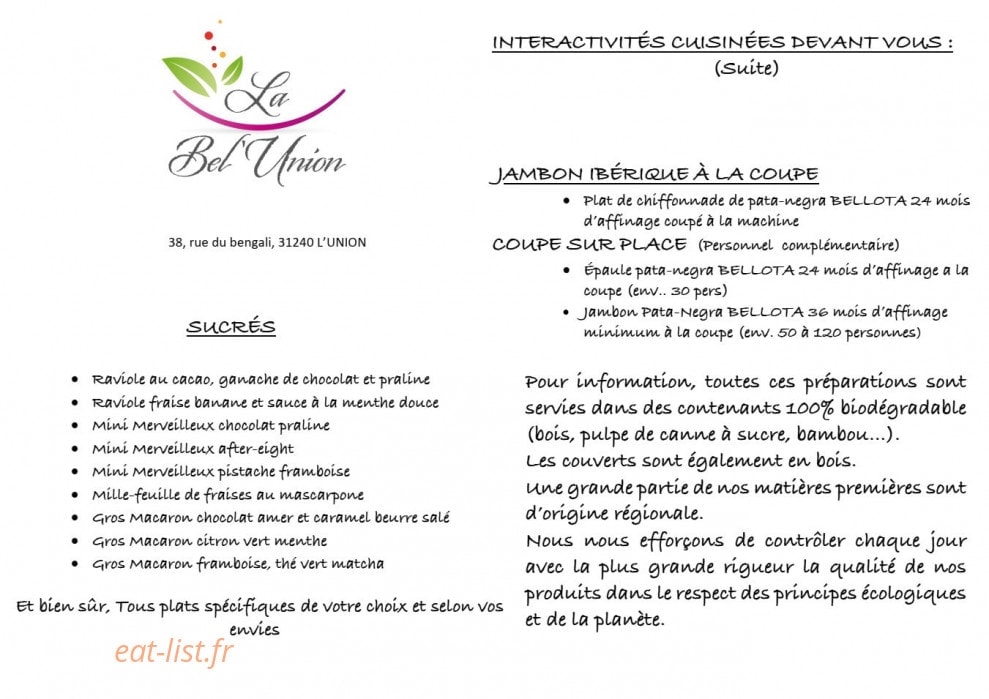 La Bel'Union — carte page 2
