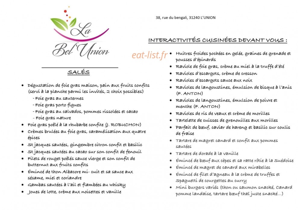 La Bel'Union — carte page 1