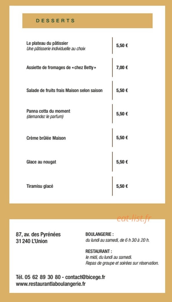 La Boulangerie des Pyrénées — carte page 4