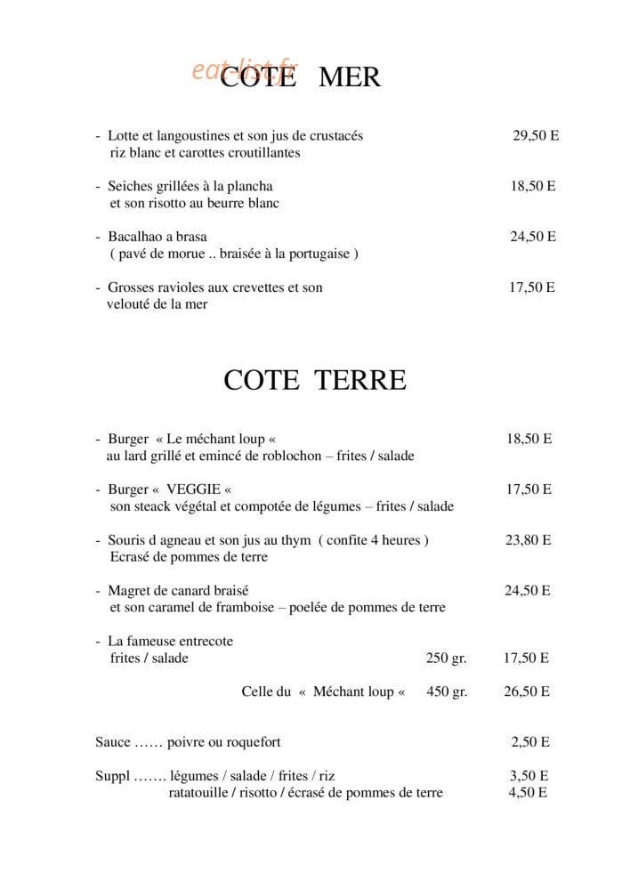 La Cantine du Méchant Loup — carte page 3