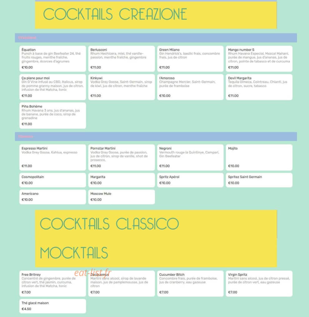 Prima Bohème — carte page 6