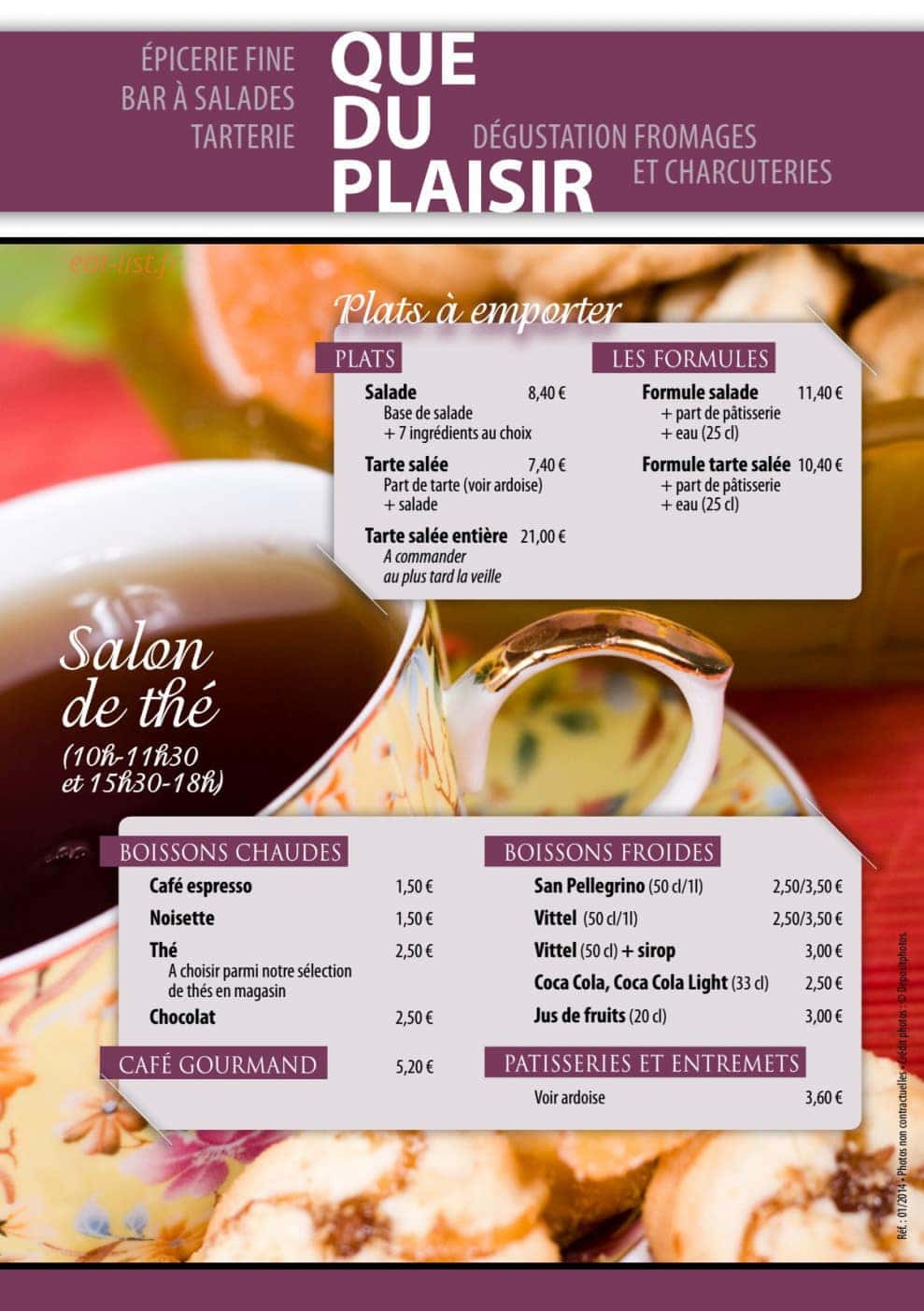 Que du Plaisir — carte page 1