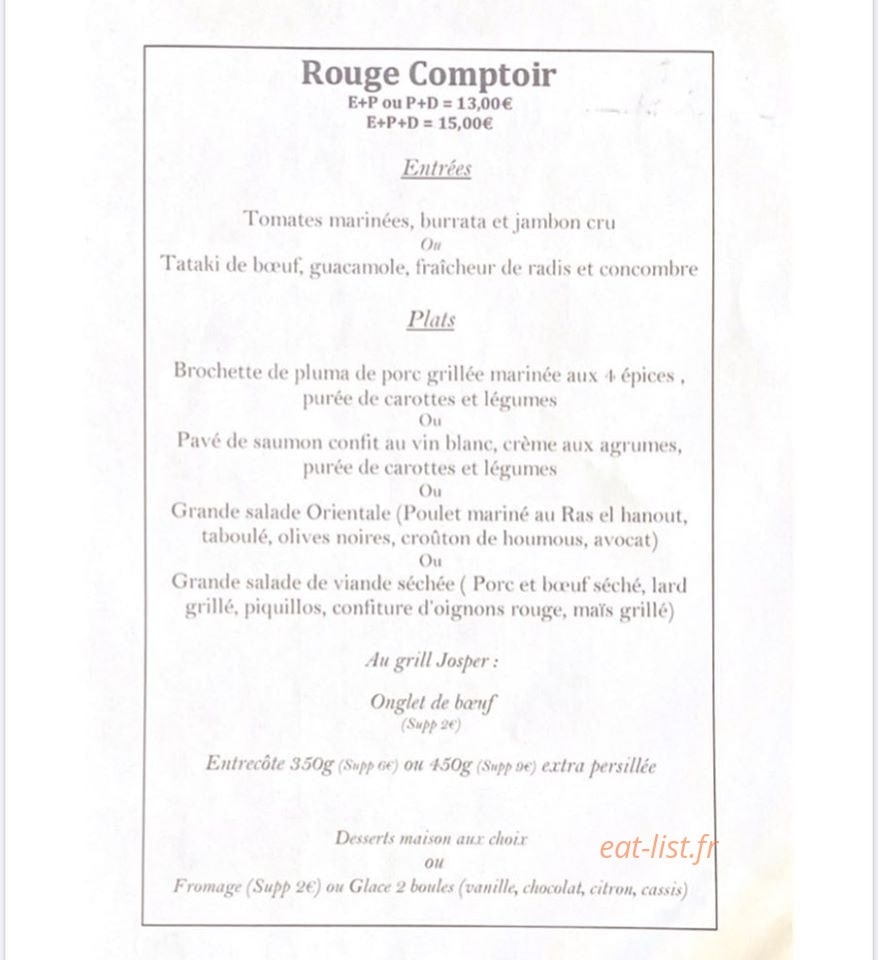 Rouge Comptoir — carte page 1