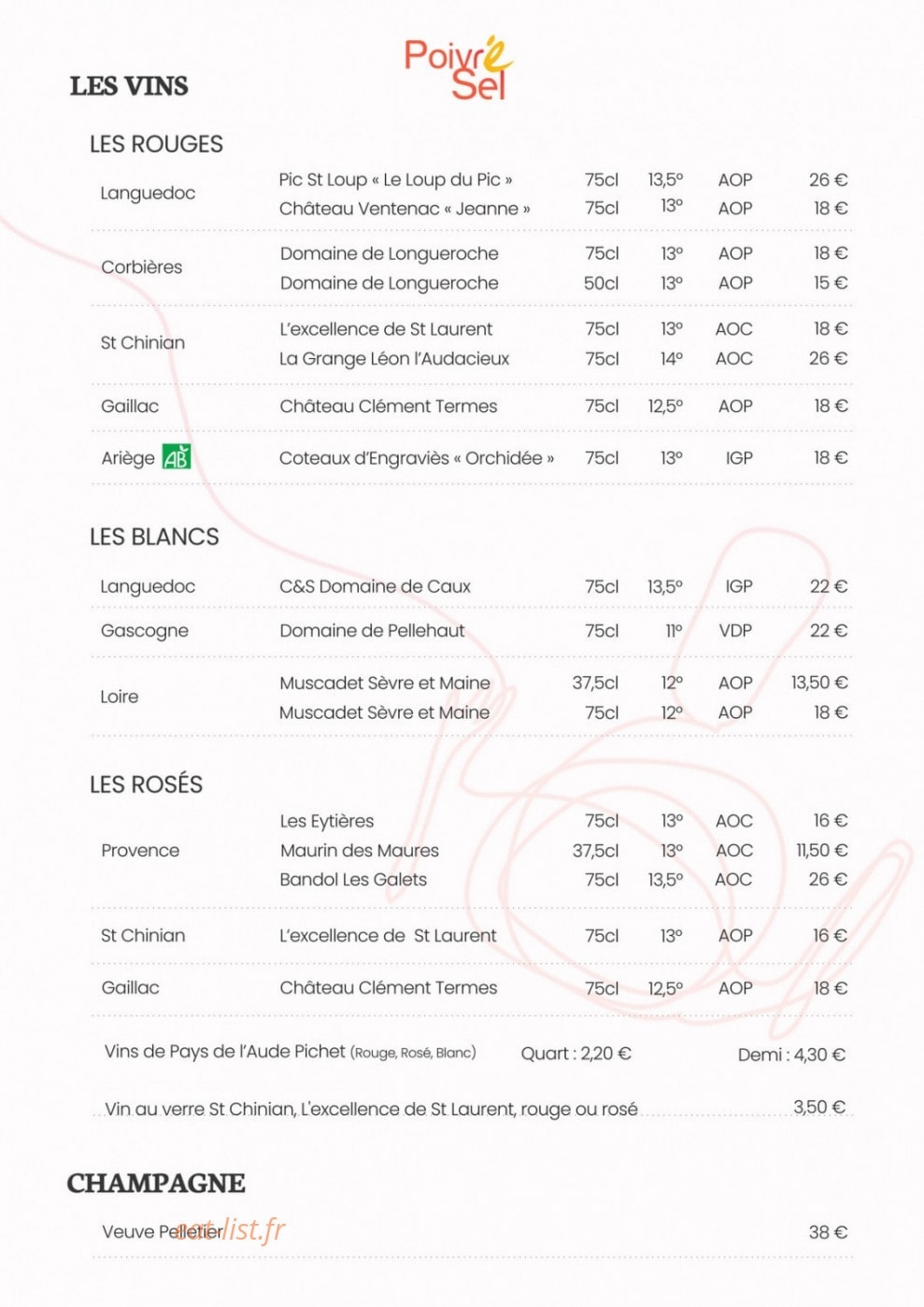 Poivré Sel — carte page 4