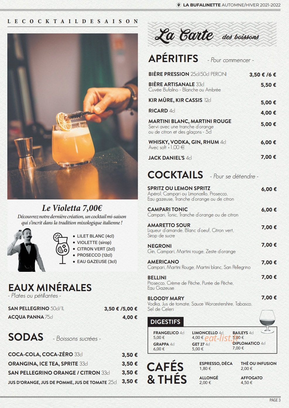 Trattoria Bufalino — carte page 3