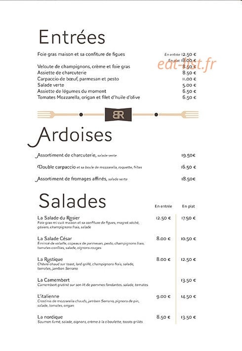 Brasserie du rosier — carte page 4