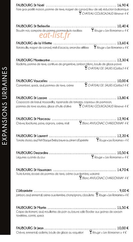 Crêperie Urbaine — carte page 2