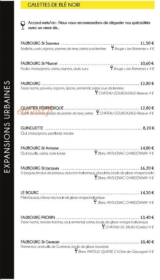 Crêperie Urbaine — carte page 1